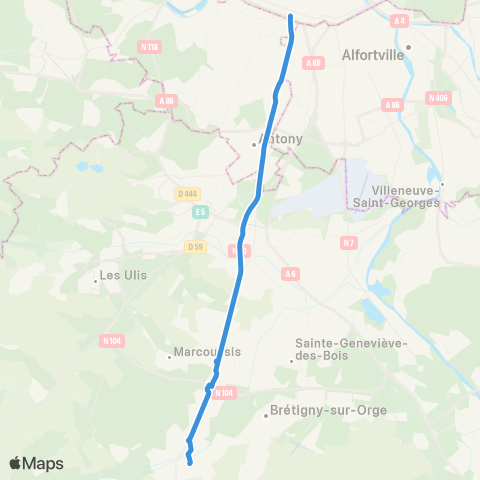 Île-de-France Mobilités Porte d'Étampes <> Porte d'Orléans map