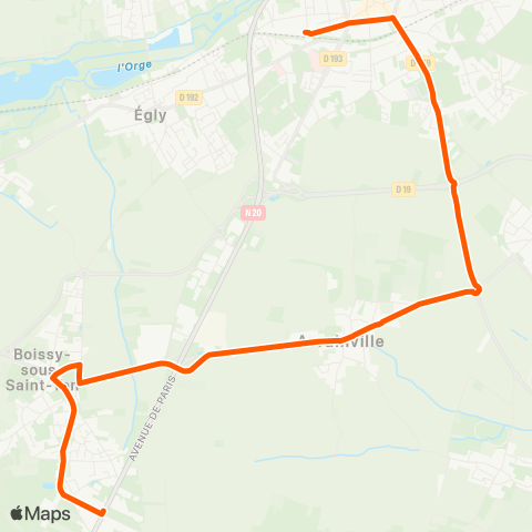 Île-de-France Mobilités Bas de Torfou <> Gare d'Arpajon map