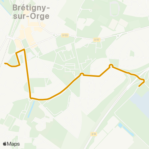 Île-de-France Mobilités Brossolette Gare de Brétigny <> Base Aérienne 217 map