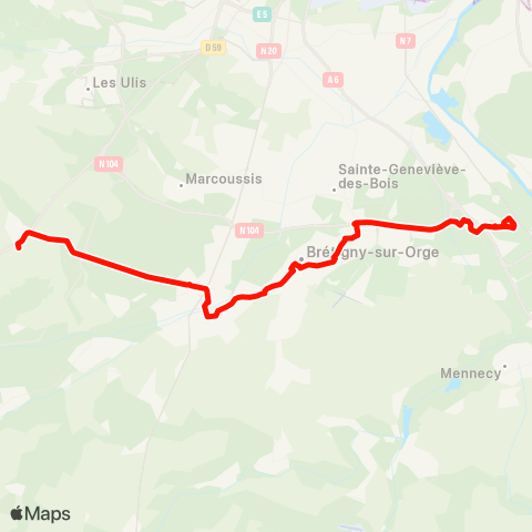 Île-de-France Mobilités Gare d'Arpajon <> Gare d'Évry-Courcouronnes Ctre map
