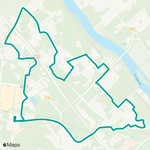 Île-de-France Mobilités Gare du Bras de Fer - Évry Génopôle <> Gare du Bras de Fer - Évry Génopôle map