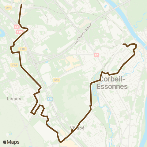 Île-de-France Mobilités Gare de Corbeil-Essonnes H. Barbusse <> Gare d'Évry-Courcouronnes map