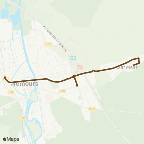 Île-de-France Mobilités Château <> Gare de Nemours map