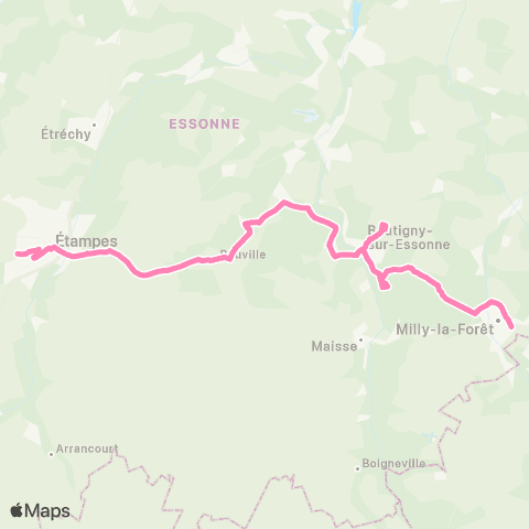 Île-de-France Mobilités Lycée St Hilaire <> Gare de la Ferté-Alais map