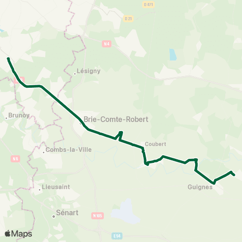 Île-de-France Mobilités Gare de Verneuil-l'Étang <> Gare de Boissy-St-Léger map