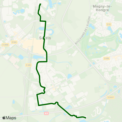Île-de-France Mobilités Chessy Sud <> Villages Nature map