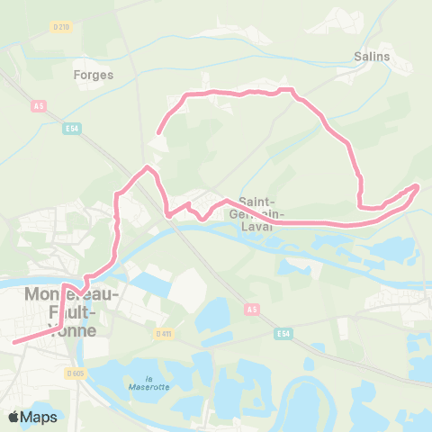 Île-de-France Mobilités Gare de Montereau <> Merlange map