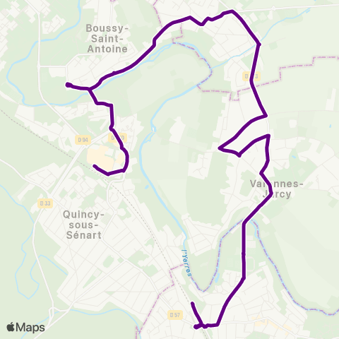 Île-de-France Mobilités Gare de Boussy-St-Antoine <> Gare de Combs-la-Ville - Quincy map