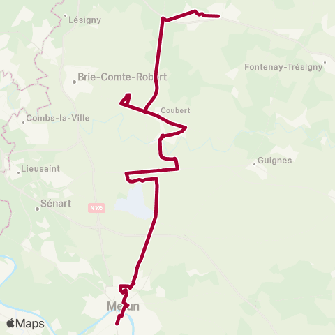 Île-de-France Mobilités Ctre de Réadaptation (Crra) <> Gare de Melun S. map