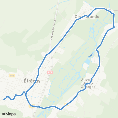 Île-de-France Mobilités Gare d'Étréchy <> Gare d'Étréchy map