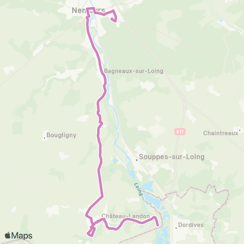 Île-de-France Mobilités Cité Scolaire <> Pont de Dordives map