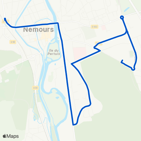 Île-de-France Mobilités Carrefour de l'Europe <> Gare de Nemours map