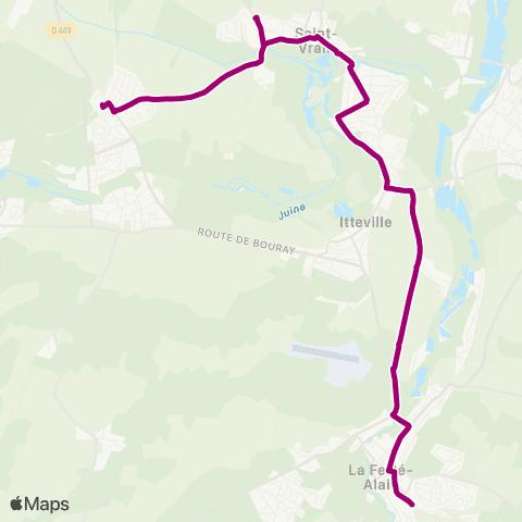 Île-de-France Mobilités Gendarmerie <> Gare de Bouray map