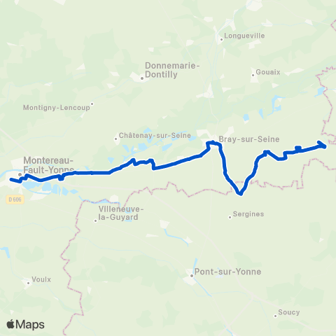 Île-de-France Mobilités Place Mérot <> Gare de Montereau map