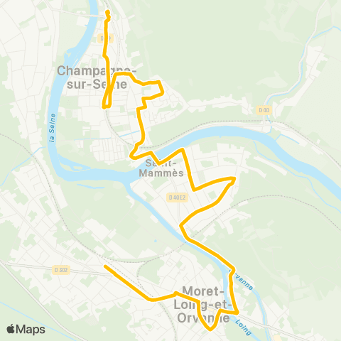 Île-de-France Mobilités Gare de Champagne-s/-Seine <> Veneux Gare SNCF map