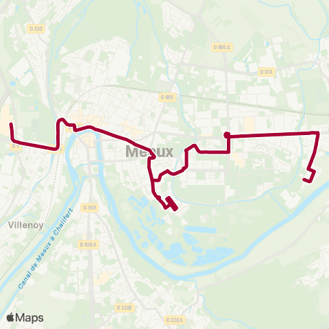 Île-de-France Mobilités Les Platanes <> Les Saisons de Meaux map