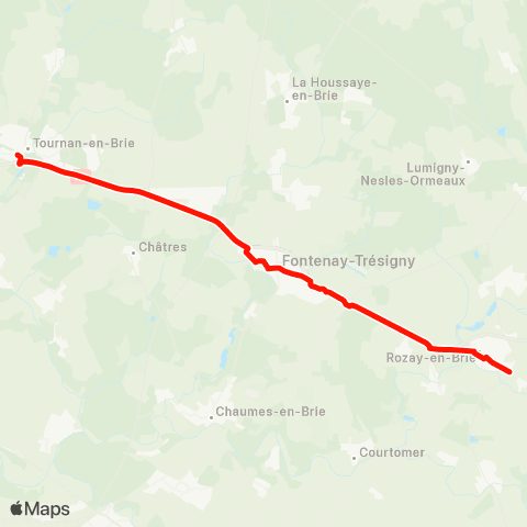 Île-de-France Mobilités Lycée la Tour des Dames <> Gare de Tournan map