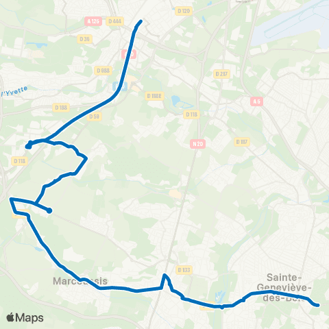 Île-de-France Mobilités Piscine <> Gare de Massy - Palaiseau map