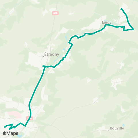 Île-de-France Mobilités Hlm Bas <> Gare de Bouray map