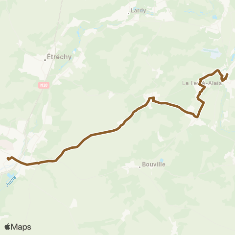Île-de-France Mobilités Gare d'Étampes <> Gare de la Ferté-Alais map