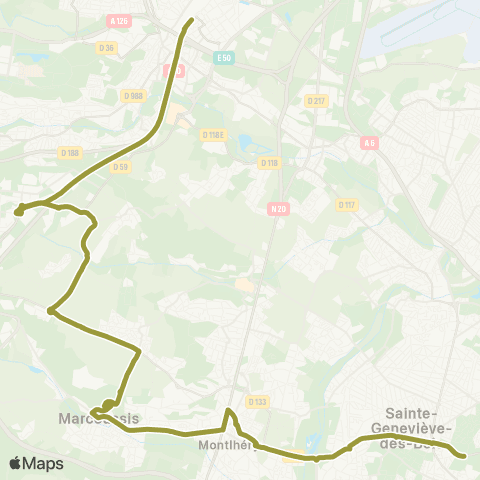Île-de-France Mobilités Gare de Massy - Palaiseau <> Piscine map