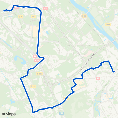 Île-de-France Mobilités Gare d'Orangis Bois de l'Épine <> Gare de Corbeil-Essonnes Zola map