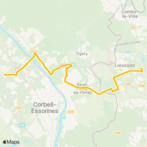 Île-de-France Mobilités Gare d'Évry-Courcouronnes <> Gare de Lieusaint - Moissy map
