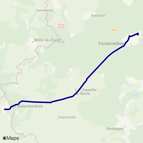 Île-de-France Mobilités Gare de Malesherbes <> Gare de Fontainebleau–Avon map