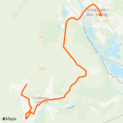 Île-de-France Mobilités Gare de Souppes-s/-Loing Parvis <> Bruzelles map