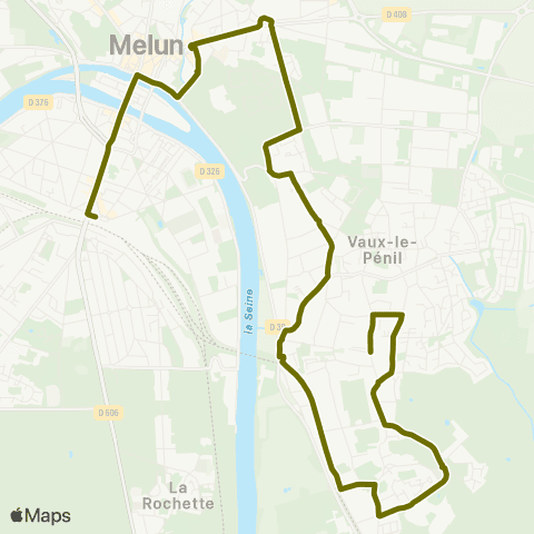 Île-de-France Mobilités Vaux Pleins Vents <> Gare de Melun map