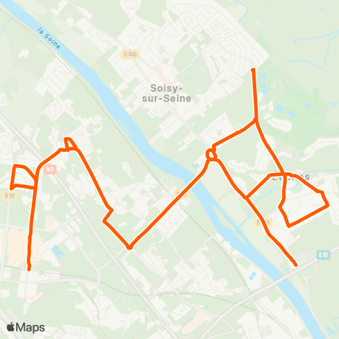 Île-de-France Mobilités Gare d'Évry-Courcouronnes Ctre <> Résidence la Vallée map