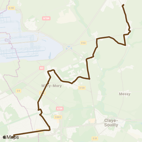 Île-de-France Mobilités Gare de Dammartin - Juilly - St-Mard <> Gare de Mitry - Claye map