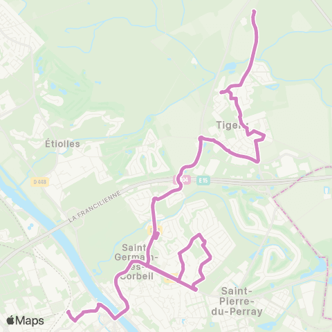 Île-de-France Mobilités Gare de Corbeil-Essonnes Henri Barbusse <> Petit Sénart map
