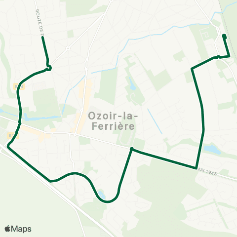 Île-de-France Mobilités Poirier <> Gare d'Ozoir-la-Ferrière map