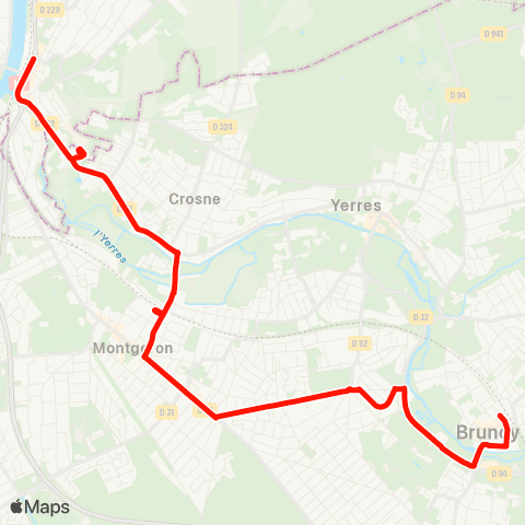 Île-de-France Mobilités Gare de Brunoy <> Gare de Villeneuve-St-Georges map