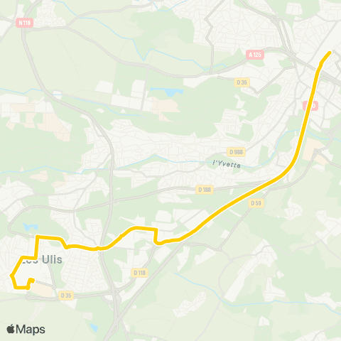 Île-de-France Mobilités Gare de Massy - Palaiseau <> Ctre comm. Ulis 2 map