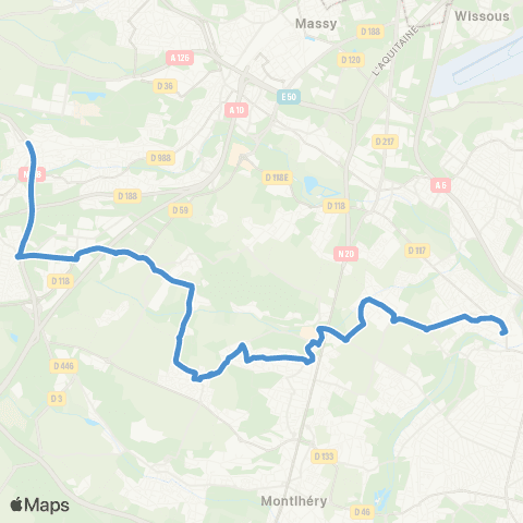 Île-de-France Mobilités Gare d'Épinay-s/-Orge <> Gare du Guichet map