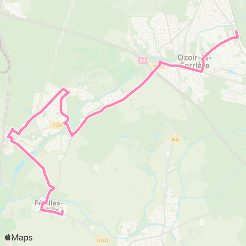 Île-de-France Mobilités Rue de l'Av. <> Gare d'Ozoir-la-Ferrière map