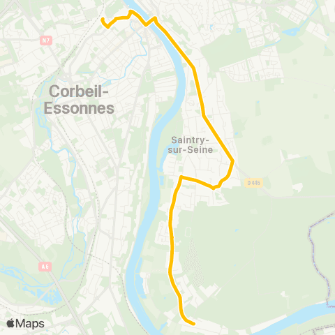Île-de-France Mobilités Hameau de Seine <> Gare de Corbeil-Essonnes map