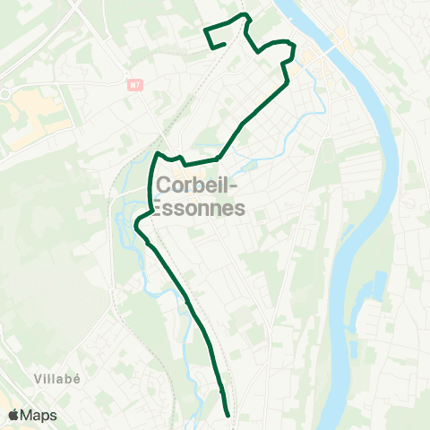 Île-de-France Mobilités Gare de Corbeil-Essonnes Zola <> Gare de Moulin Galant map