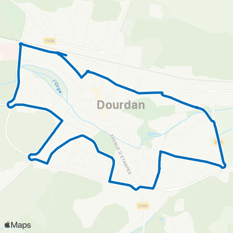 Île-de-France Mobilités Gare de Dourdan <> Gare de Dourdan map