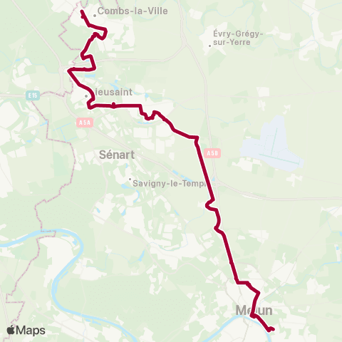 Île-de-France Mobilités Tribunal administratif <> Gare de Combs-la-Ville - Quincy map