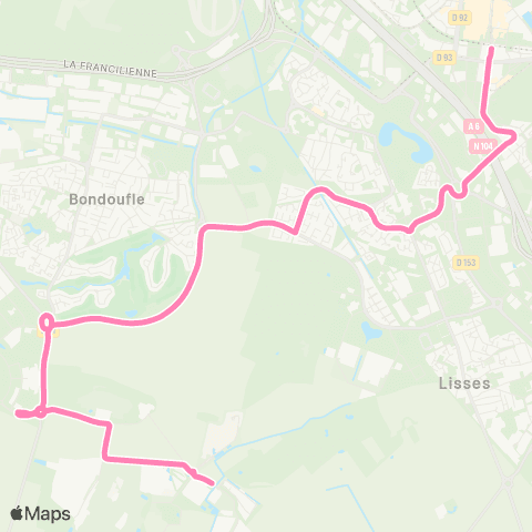 Île-de-France Mobilités Ctre de Traitement <> Gare d'Évry-Courcouronnes map