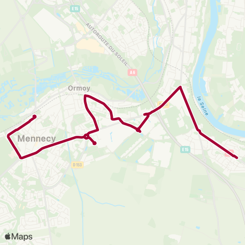Île-de-France Mobilités Terminal David Douillet <> Mennecy Gare SNCF map