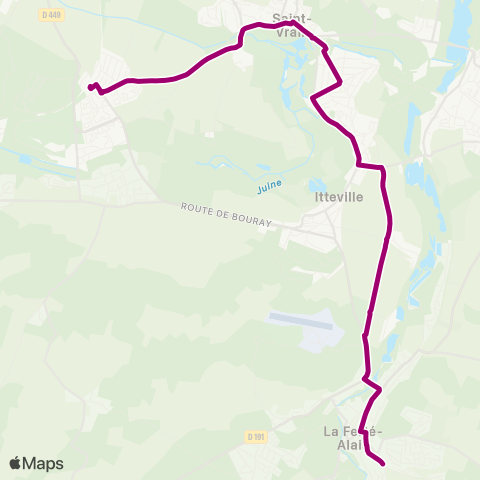 Île-de-France Mobilités Gendarmerie <> Gare de Bouray map