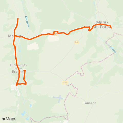 Île-de-France Mobilités Gare Routière <> Buno / Gironville map