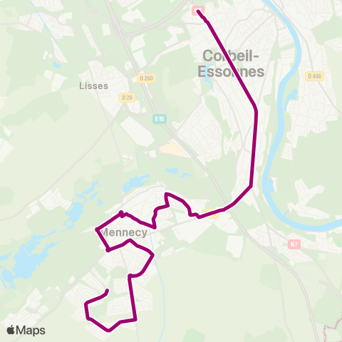 Île-de-France Mobilités Lycée <> Centre Commercial map