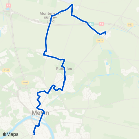 Île-de-France Mobilités Gare de Melun <> RN36 map