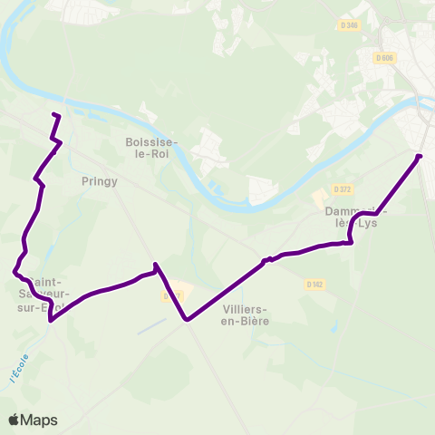 Île-de-France Mobilités Gare de Melun / Pl. de l'Ermitage <> Gare Ponthierry-Pringy map