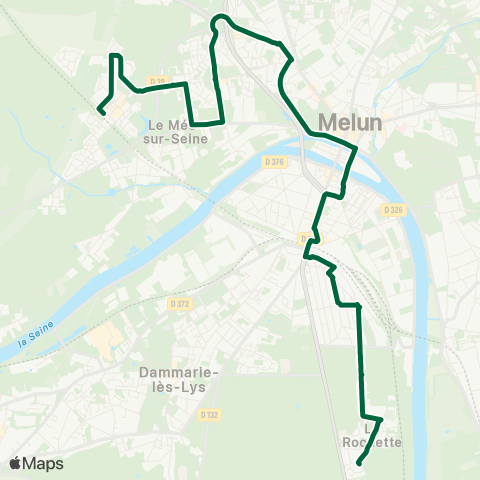 Île-de-France Mobilités Rocheton Stade <> Gare du Mée map